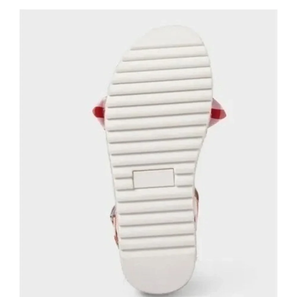 Big Girls Sandals by Cat & Jack Daphne Gingham‎ Red Size 5 New With Tags